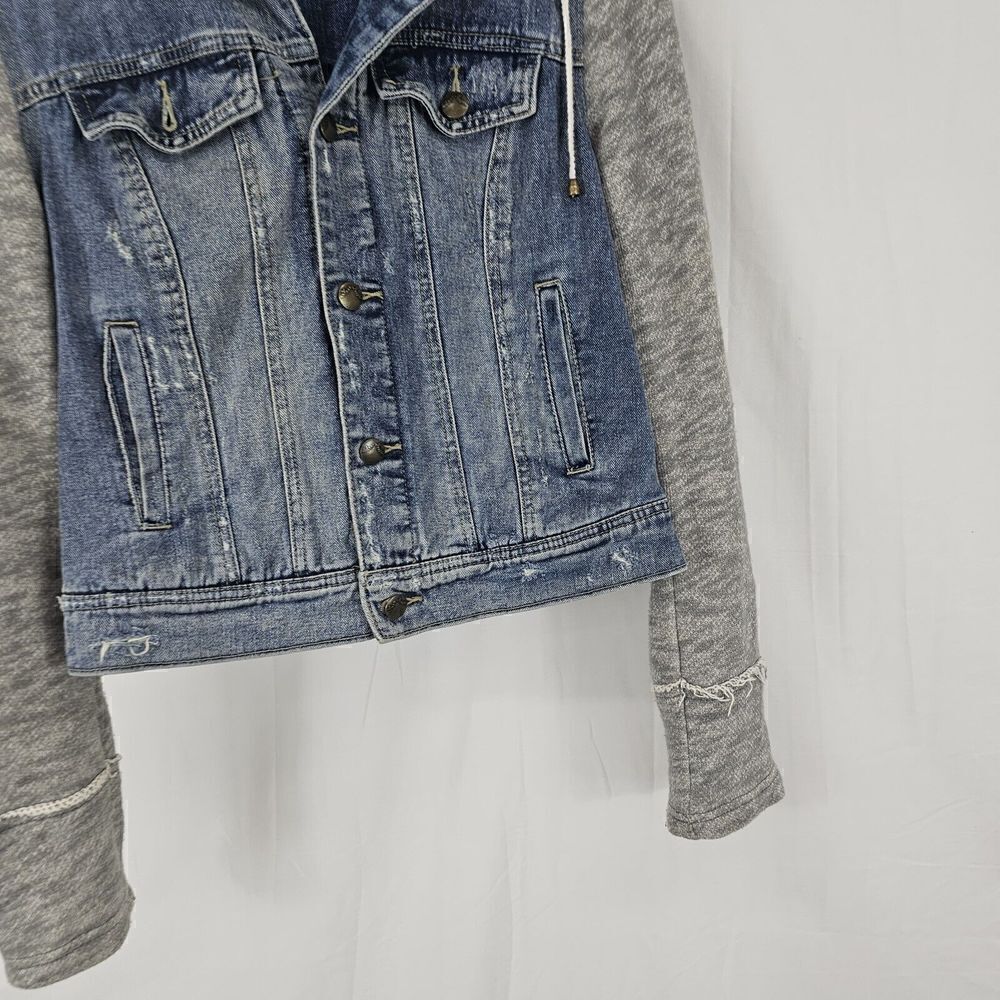 Free People Denim and Knit Hoodie Jacket Size Small - Picture 7 of 9